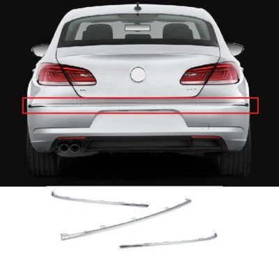 Juego de 3 molduras de parachoques trasero cromadas para VW Passat Cc 2012-2017 aprobado por seguro - Imagen 1 de 4