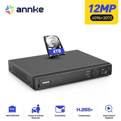 ANNKE 16CH 12MP NVR POE Video Recorder IP Network for CCTV Surveillance System - Image 1 of 4