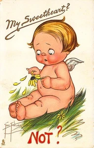 Raphael Tuck "Cunning Cupids" Signed Grace Wiederseim My Sweetheart Postcard - Picture 1 of 2