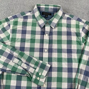 Camisa Banana Republic Para Hombres Grande Azul Verde Suave Lavado Vestido Ajustado Informal - Imagen 1 de 10