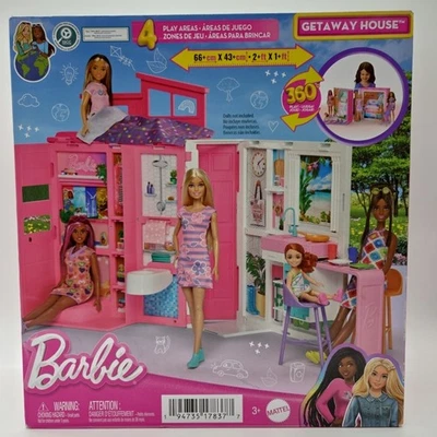 NUEVO Juego Muñeca Barbie Getaway House con 4 Áreas y 11 Accesorios para Niños Foto 1 de 4