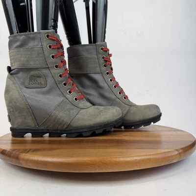 Mujer Sorel Lexie Verde Oliva Cuero Con Cordones Cuña Botines Talla 11 M Usados en Excelente Condición Foto 1 de 4