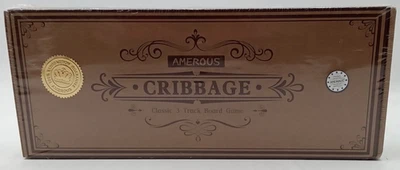 AMEROUS Wooden Cribbage Board Game Set With Magnetic Lock Sealed - Image 1 of 4