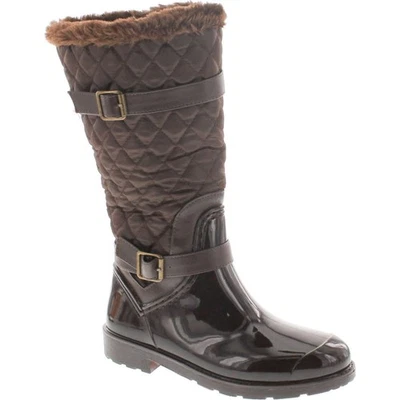 Botas de lluvia de bambú STORMY-02 a media pantorrilla acolchadas de piel sintética forradas con cremallera Foto 1 de 4