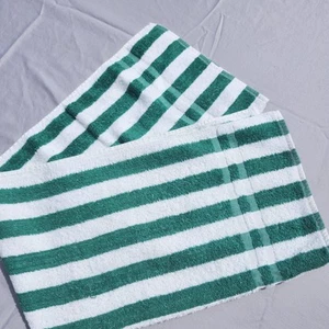 Vintage Cannon Retro Striped Bath Towel Green White USA Made 36 X 20 Replacement - Picture 1 of 6