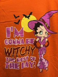 Vintage Betty Boop Shirt Men’s Large Orange Halloween Witchy Y2K 90S Parody - Picture 1 of 7