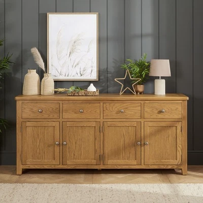 Cotswold Rustic Smoked Oak XL 4 Door 4 Drawer Sideboard-SLIGHT SECONDS-RC67-F380 - Image 1 of 4