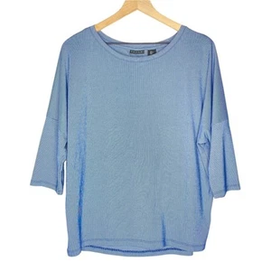 Tahari 3/4 Arm blau gestreifte Tencel Bluse Größe L - Bild 1 von 5