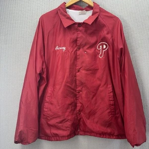 Chaqueta de bombardero roja a presión de colección Auburn Sportswear XXL Phillies Philadelphia “Sonny” - Imagen 1 de 9