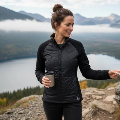 Chaqueta Smartwool Smartloft Mujer Extra Grande XL Negra Aislada Lana Merino Cremallera Foto 1 de 4