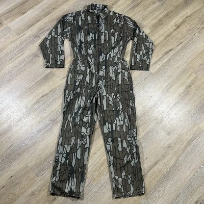 Vintage Saftbak Camo Coveralls Mens L 80s Made in USA Trebark Hunting Light - Image 1 of 4