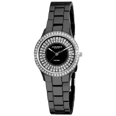 Akribos XXIV AK509BK Crystal Accented Black Ceramic Analogue Womens Watch - Image 1 of 3