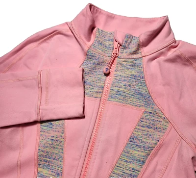 girls IVAVVA by Lululemon full-zip Jacket PINK fold-over cuffs thumbholes sz 14 - Image 1 of 4