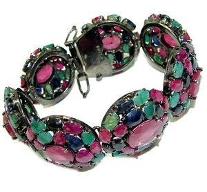 Luxurious Style Authentic Ruby black rhodium over .925 Sterling Silver handmade - Picture 1 of 3