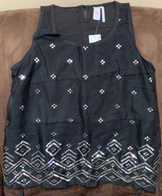 JUSTICE SIZE 20 FANCY TANK TOP SILVER SHIMMER FLOWY SUPER CUTE!! - Image 1 of 4