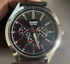 Men's Casio Multifunction Day-Date Leather band Watch MTPSW300L1TN - Picture 1 of 1
