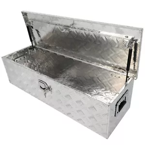 39"X13"X10" Trailer Tongue Storage Aluminum Pickup Truck Truck Bed Toolbox Black - Foto 1 di 10