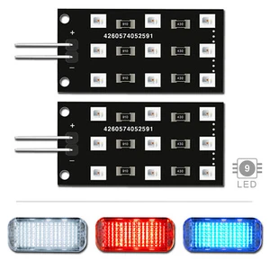 2x 9 LED Modul Platine Fussraum Kofferraum VW Seat Skoda Porsche weiss rot blau - Bild 1 von 5