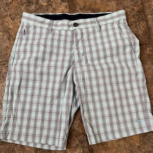 Tommy Bahama Mens Shorts Size 33 Nylon Stretch Plaid Casual Chino Walking - Picture 1 of 5