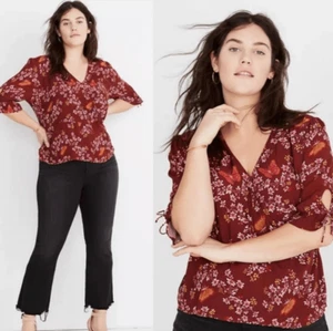 Madewell -285 Wickeltop mit Bindeärmeln Schmetterling Sanctuary Neu mit Etikett Größe 24 - Bild 1 von 8