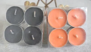 NEW Walmart 2 Sets of 8 = 16 Fall Halloween Orange & Black Wax Candles Tealights - Picture 1 of 5