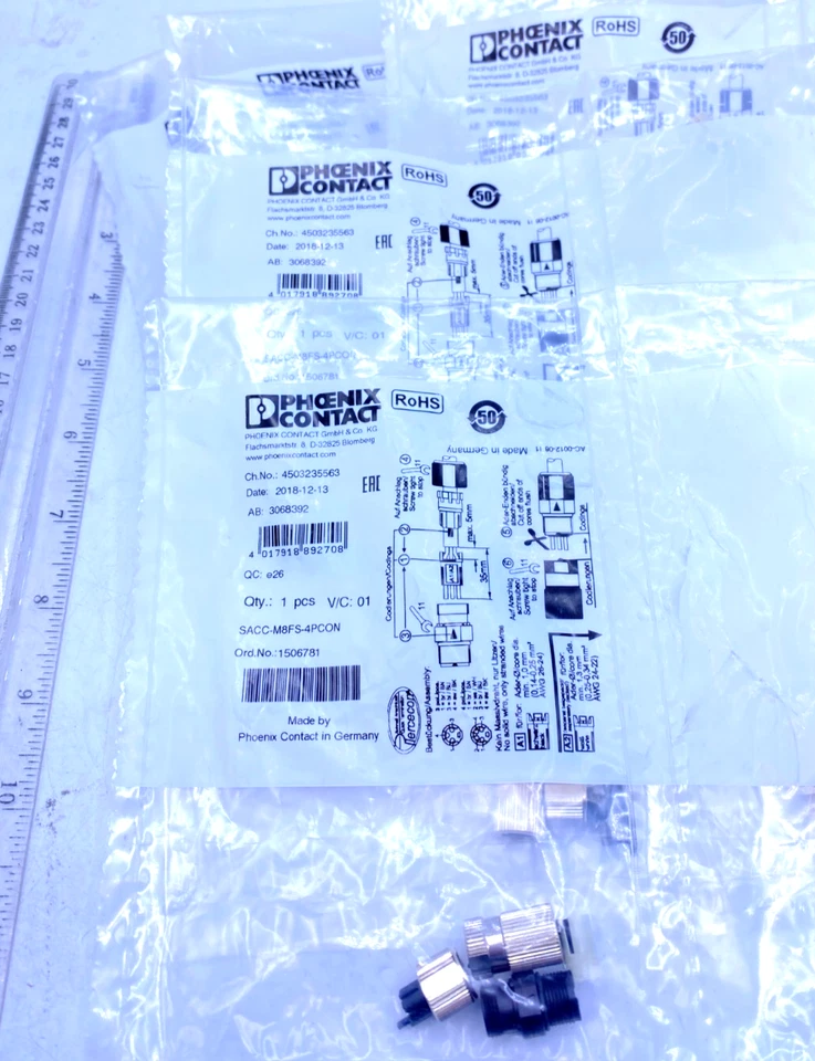 Phoenix Contact Lot of 6, 4 Position Connector SACC-M8FS-4PCON NIP - Image 1 of 3