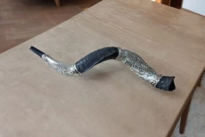 Cuerno Kudu Shofar Yemenita 30"" Plata Esterlina Jerusalén Shema Israel Placas - Imagen 1 de 18