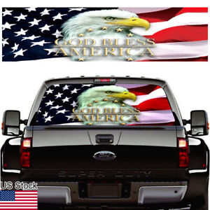 USA America Flag Eagle Rear Window Windshield Graphic Decal For Ford F-150 Etc