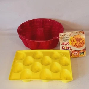JELL-O Mold JELLO Gelatin Red Ring Mold And Easter Egg Jello Mold. New - Picture 1 of 9