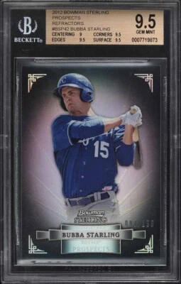 2012 BOWMAN STERLING PROSPECT REFRACTOR BUBBA STARLING ROOKIE /199 BGS 9.5  - Image 1 of 2