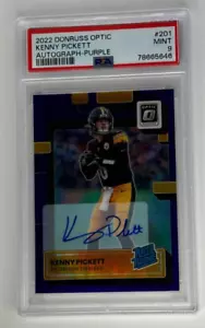 2022 PANINI OPTIC KENNY PICKETT AUTO RC 12/35 PURPLE PRIZM PSA 9 STEELERS - Picture 1 of 2