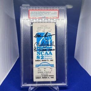 1982 NCAA Houston Semis Phi Slama Jama Signed Olajuwon Drexler Ticket PSA Auto - Picture 1 of 10