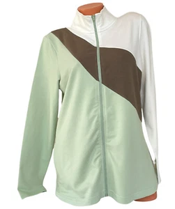 Denim & Co. Active Gr. Medium Jacke French Terry Reißverschluss Color Blocked Grün A260493 - Bild 1 von 8