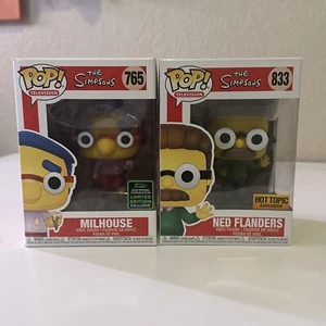 Funko Pop The Simpsons #765 Milhouse 2020 Spring Convention ECC #833 Ned Flander - Picture 1 of 4