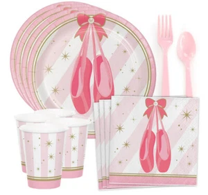BALLET Birthday Party Kit for 8 guests Plates Napkins Cups dance shoes ballerina - Picture 1 of 2