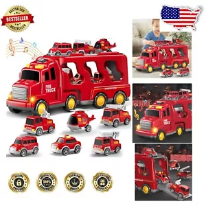 Durable 7-in-1 Toddler Fire Engine Trucks with Sounds & Lights: Gift-Ready Box - Picture 1 of 10