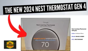 Google Nest Learning Thermostat 4th gen w/Temp Sensor 2nd gen Polished Silver - Picture 1 of 13