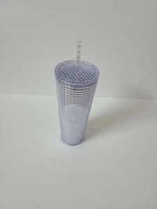 New 2020 Starbucks Silver Grid Disco Holiday 2020 Cold Tumbler Studded Cup Mug - Picture 1 of 2