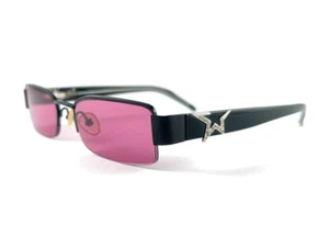 VINTAGE THIERRY MUGLER BLACK HALF FRAME CANDY PINK LENSES 1980 PARIS SUNGLASSES - Picture 1 of 14