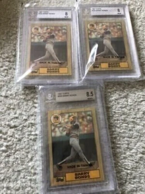 (3) RC 1987 Topps Barry Bonds BGS 8.5 8 8. Subgrade 9. Subgrade 9,9 9. Sweet - Image 1 of 2