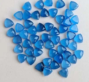 Blue Chalcedony Trillion Rose Cut 6x6mm To 20x20mm Natural Loose Gemstone IN170 - Imagen 1 de 6