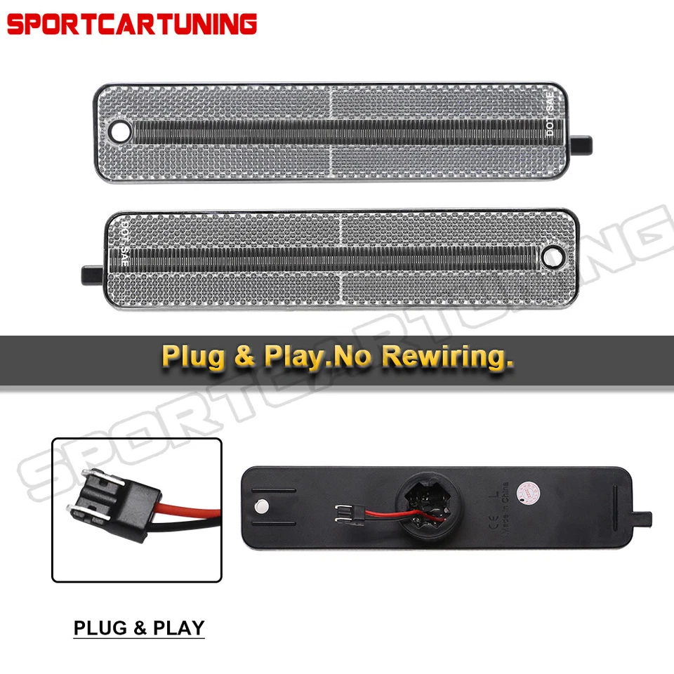 2x For 2000-2005 Pontiac Sunfire Sedan/Coupe LED Bumper Side Marker Lights Clear - Image 1 of 4