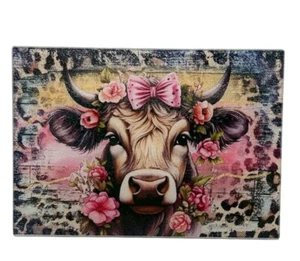 8x11 Tempered Glass Cutting/Chopping Board~Animal Print~Highland Cow~Kitchen~Mom - Picture 1 of 1