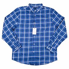Rivers Mens Long Sleeve Shirt Top Sz Large LG Blue Check Pocket Button Cotton