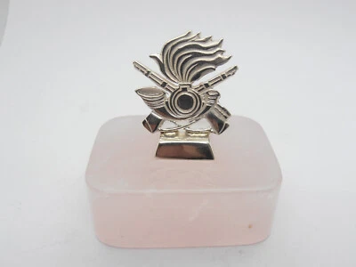 Bersaglieri : Fregio in Argento 925 su Quarzo Rosa -  Fermacarte - Soprammobile - Immagine 1 di 4