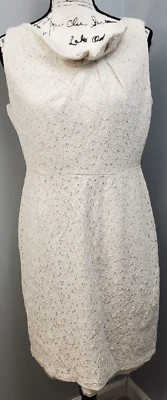 Tahari Sheath Dress Womens Size 12 White Lace Floral Lined Sleeveless Back Zip - Image 1 of 4