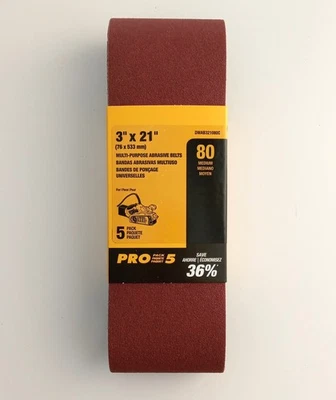 DEWALT DWAB321080C 80-Grit 3" x 21" Sanding Belts Sandpaper 5Pack - Image 1 of 3