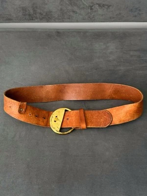 复古 Diesel Grunge Vibe 橙色皮革档案魅力 Y2K 皮带意大利 — 第 1/4 张图片