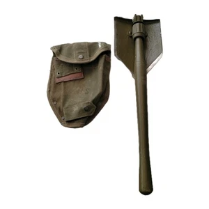 Vintage 1960 U.S. Military Intrenching Tool Shovel & Bag Collapsible Camping - Picture 1 of 4