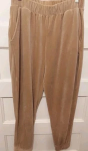 Suzette Collection Ladies Size Large Beige Velour Elastic Waist Jogger Pants - Picture 1 of 5